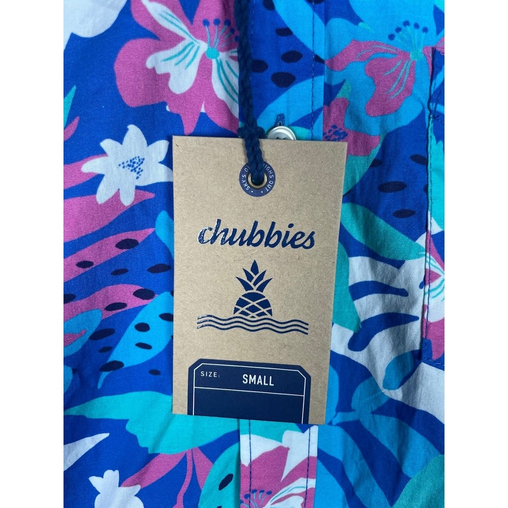 NWT Chubbies The Nectar Friday Shirt Mens Small Blue Tropical Floral Button Down - Picture 6 of 9
